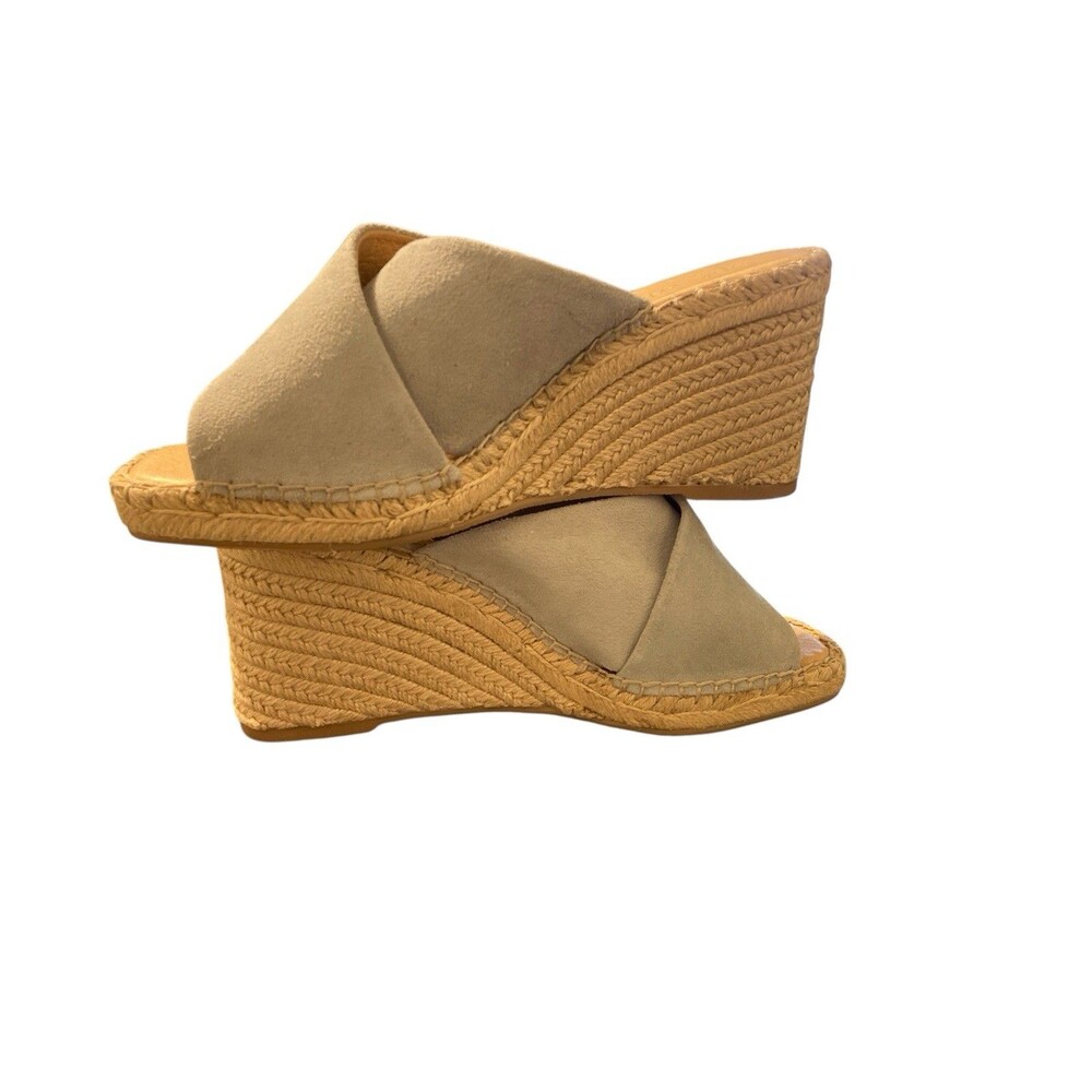 Splendid Britt Size 9M Beige Suede Leather‎ Espadrille Wedge Sandals Slide - Picture 6 of 11